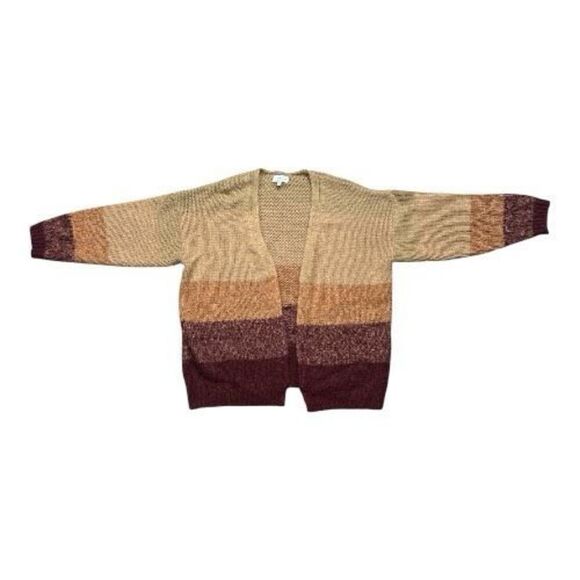 Lucky Brand Brown Ombre Dye Oversize Open Cardigan In Rust Wool Blend Size M - Picture 3 of 15